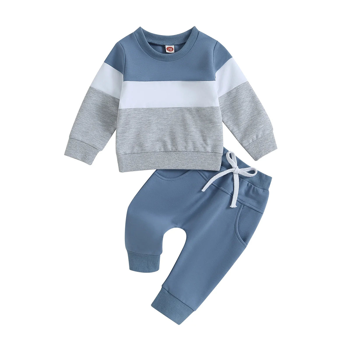 Completo Bambino 2 Pezzi – Felpa Color Block a Maniche Lunghe e Pantaloni Jogger