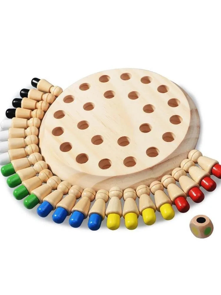 Gioco di Memoria in Legno con Colori e Dado – Gioco Educativo Cognitivo 4+ Anni