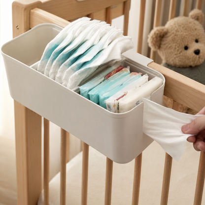 Organizer Appendibile per Culla e Lettino – Porta Pannolini e Accessori con Divisori Regolabili