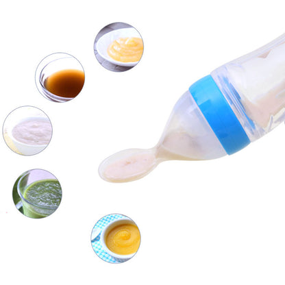 Biberon Cucchiaio in Silicone per Svezzamento – Dispenser Pappa Neonato 90ml Antigoccia BPA Free