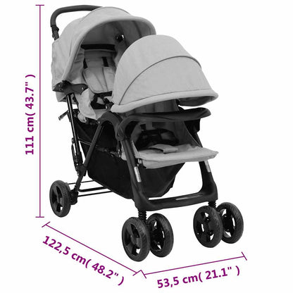 Passeggino Gemellare Tandem Compatto e Pieghevole – Chiusura Facile, Cappottine Parasole, Doppia Seduta Comfort