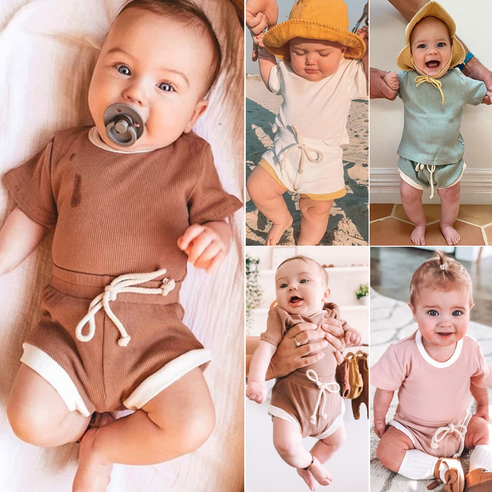 Completo Estivo Neonato in Cotone 2 Pezzi – Set T-Shirt e Pantaloncini Leggeri Traspiranti (0-3 Anni)