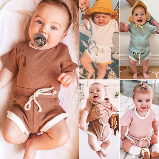 Completo Estivo Neonato in Cotone 2 Pezzi – Set T-Shirt e Pantaloncini Leggeri Traspiranti (0-3 Anni)