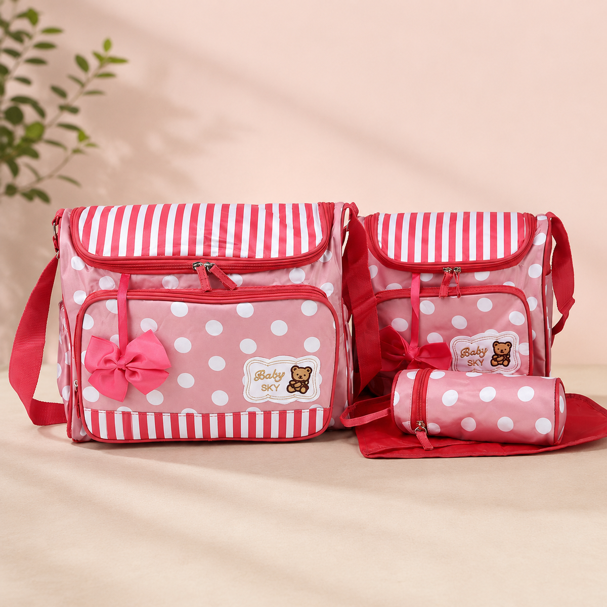 Borsa Fasciatoio Mamma 4 Pezzi Grande Capacità – Set Completo per Neonati con Porta Biberon