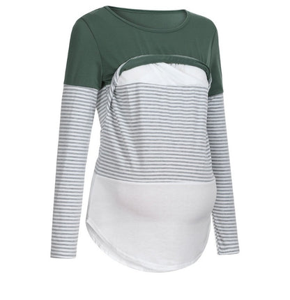 Maglia Premaman e Allattamento a Manica Lunga – T-Shirt con Apertura Discreta per Allattare