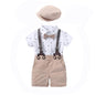 Tutina Neonato Elegante con Bretelle e Papillon – Completo Estivo in Cotone con Cappello