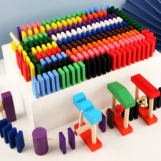 Domino in Legno Arcobaleno – Set Costruzioni Educative 120 Pezzi per Bambini, Gioco Creativo e Coordinazione
