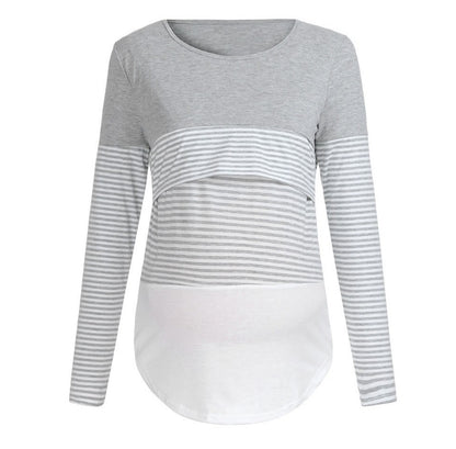 Maglia Premaman e Allattamento a Manica Lunga – T-Shirt con Apertura Discreta per Allattare