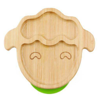 Piatto Bambino in Bambù con Ventosa Antiscivolo e Cucchiaio in Silicone – Set Svezzamento 12+ mesi