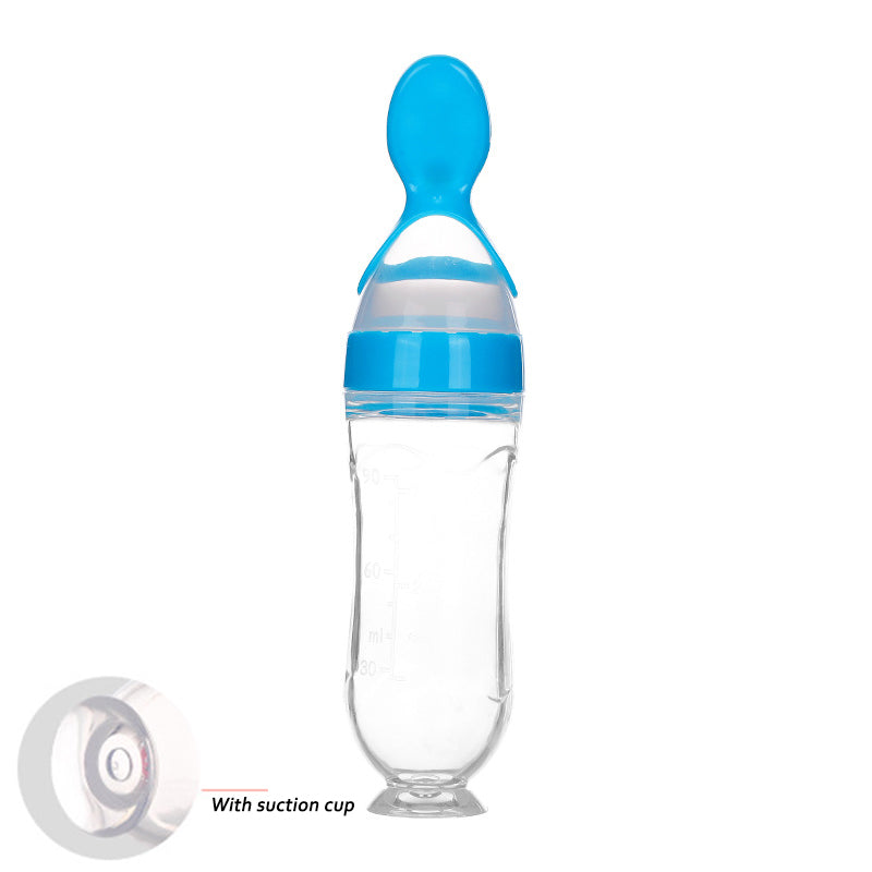 Biberon Cucchiaio in Silicone per Svezzamento – Dispenser Pappa Neonato 90ml Antigoccia BPA Free
