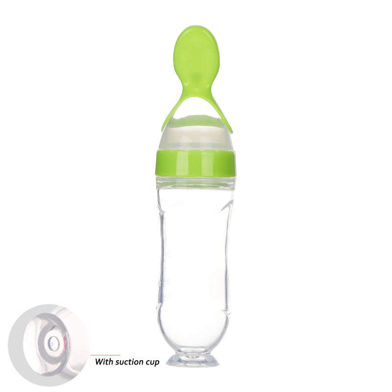 Biberon Cucchiaio in Silicone per Svezzamento – Dispenser Pappa Neonato 90ml Antigoccia BPA Free