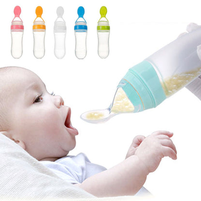 Biberon Cucchiaio in Silicone per Svezzamento – Dispenser Pappa Neonato 90ml Antigoccia BPA Free