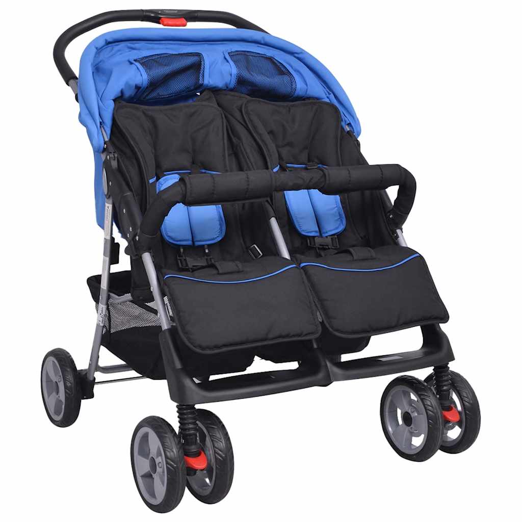 Passeggino Gemellare Affiancato Leggero e Compatto – Chiusura Facile, Schienali Reclinabili, Ruote Antishock