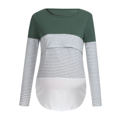 Maglia Premaman e Allattamento a Manica Lunga – T-Shirt con Apertura Discreta per Allattare