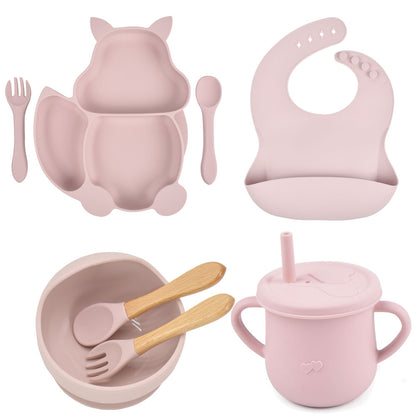 Set Pappa in Silicone per Bambini – Kit Completo Svezzamento con Piatti, Posate, Bavaglino e Bicchiere Antigoccia