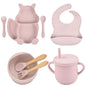 Set Pappa in Silicone per Bambini – Kit Completo Svezzamento con Piatti, Posate, Bavaglino e Bicchiere Antigoccia