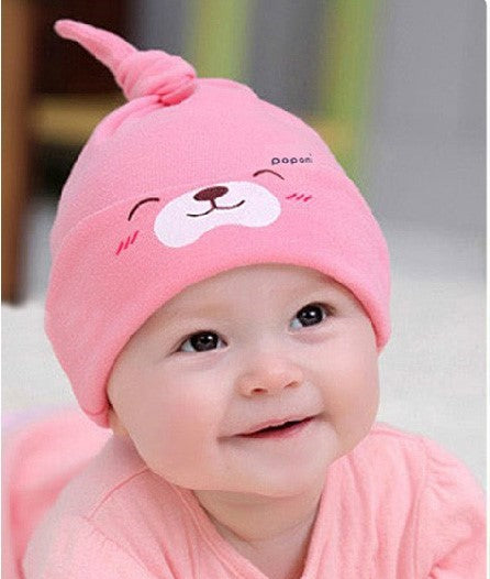 Cappellino in Cotone a Doppio Strato per Neonato con Fantasia Animaletto