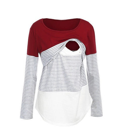 Maglia Premaman e Allattamento a Manica Lunga – T-Shirt con Apertura Discreta per Allattare