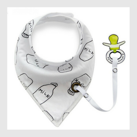 Bavaglino Bandana Neonato con Porta Ciuccio – Cotone Assorbente e Pratico per Uso Quotidiano