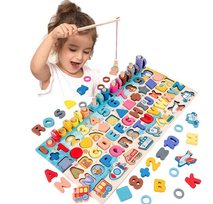 Gioco Educativo in Legno – Lettere e Numeri Alfanumerici per Bambini