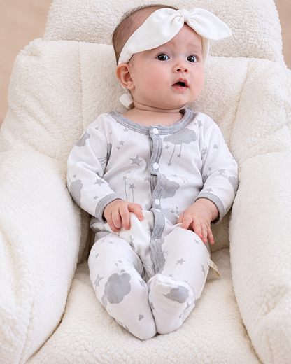 Tutina Intera Neonato 100% Cotone – Manica Lunga con Bottoni Frontali