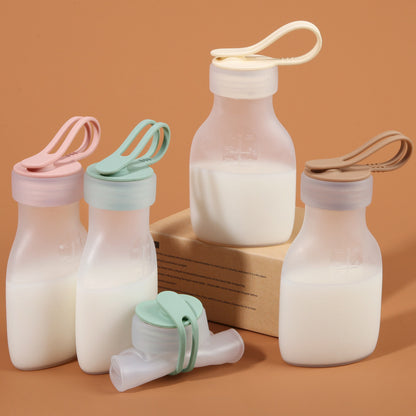 Bottiglia Latte Materno in Silicone Pieghevole 240ml | Contenitore Conservazione Latte Baby Ermetico Antigoccia