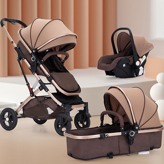 Passeggino Trio 3 in 1 Pieghevole e Reclinabile – Ultracompatto, Utilizzabile dalla Nascita, Ruote Ammortizzate