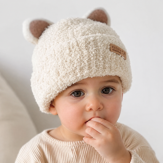 Berretto Bambino in Cotone con Orecchie da Animaletto – Cappello Caldo Elasticizzato 1–3 Anni