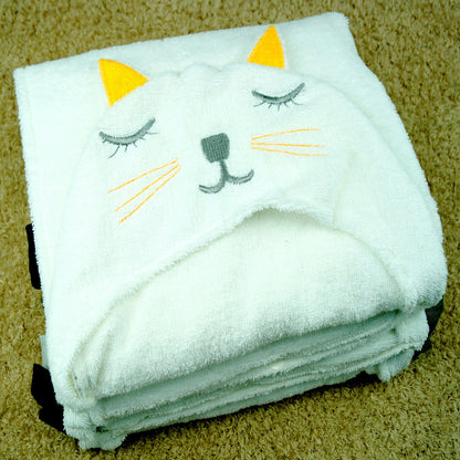 Telo Bagno Neonato con Cappuccio Animale – Accappatoio Morbido in cotone (Gatto/Leone) Copertina Coccola per Bambini