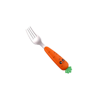 Set Posate Bambino in Acciaio Inox 304 – Cucchiaio e Forchetta Carota Ergonomica Antiscivolo + Box Porta Posate – Svezzamento 12+ mesi