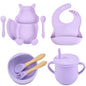 Set Pappa in Silicone per Bambini – Kit Completo Svezzamento con Piatti, Posate, Bavaglino e Bicchiere Antigoccia