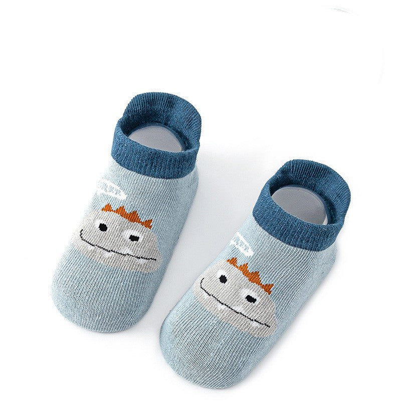 Calzini Antiscivolo Bambino in Cotone Traspirante - Calze Corte Baby con Grip 0-5 Anni