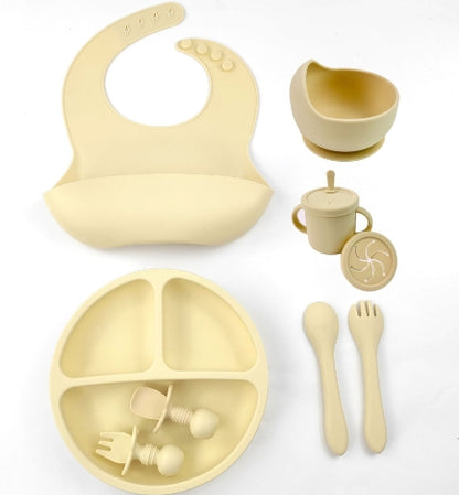 Set Pappa in Silicone per Bambini 8 Pezzi – Ciotola con Ventosa Antiscivolo per Svezzamento
