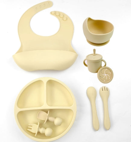 Set Pappa in Silicone per Bambini 8 Pezzi – Ciotola con Ventosa Antiscivolo per Svezzamento