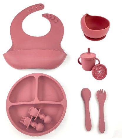 Set Pappa in Silicone per Bambini 8 Pezzi – Ciotola con Ventosa Antiscivolo per Svezzamento