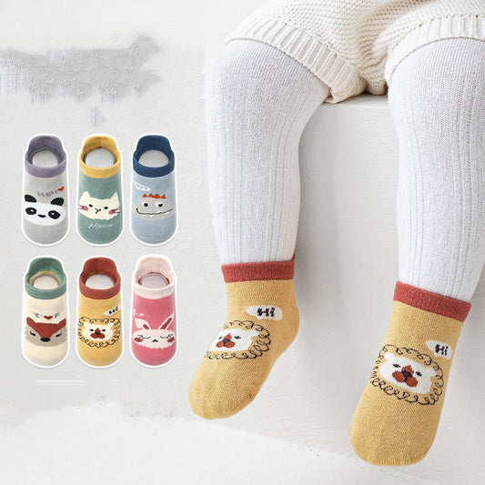 Calzini Antiscivolo Bambino in Cotone Traspirante - Calze Corte Baby con Grip 0-5 Anni