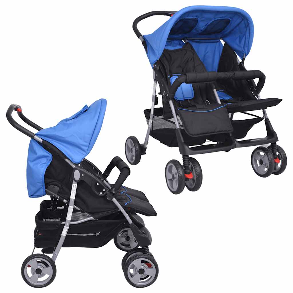 Passeggino Gemellare Affiancato Leggero e Compatto – Chiusura Facile, Schienali Reclinabili, Ruote Antishock