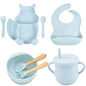 Set Pappa in Silicone per Bambini – Kit Completo Svezzamento con Piatti, Posate, Bavaglino e Bicchiere Antigoccia
