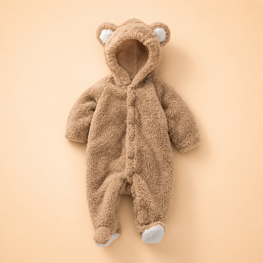 Tutina Invernale Orsetto con Cappuccio in Cotone – Calda e Morbida per Bambini