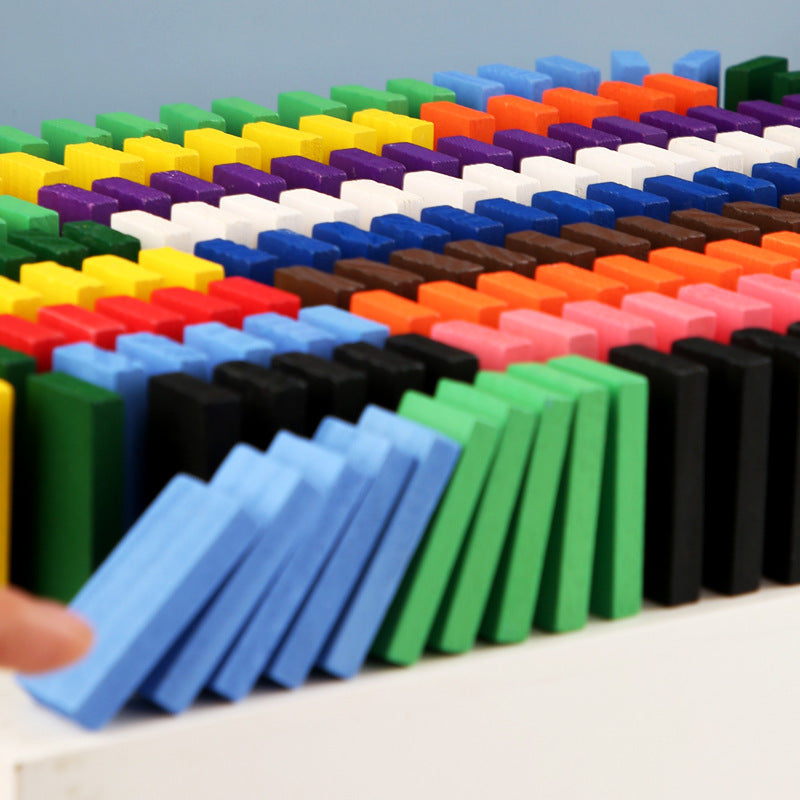 Domino in Legno Arcobaleno – Set Costruzioni Educative 120 Pezzi per Bambini, Gioco Creativo e Coordinazione