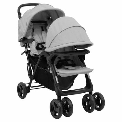 Passeggino Gemellare Tandem Compatto e Pieghevole – Chiusura Facile, Cappottine Parasole, Doppia Seduta Comfort