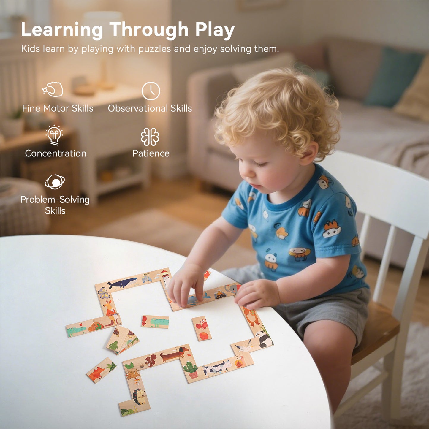 Puzzle Animali in Legno per Bambini – Gioco Educativo Interattivo per Sviluppo Logico e Coordinazione