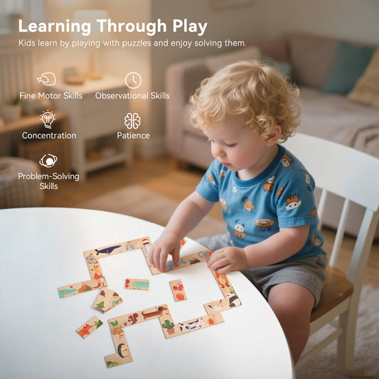 Puzzle Animali in Legno per Bambini – Gioco Educativo Interattivo per Sviluppo Logico e Coordinazione