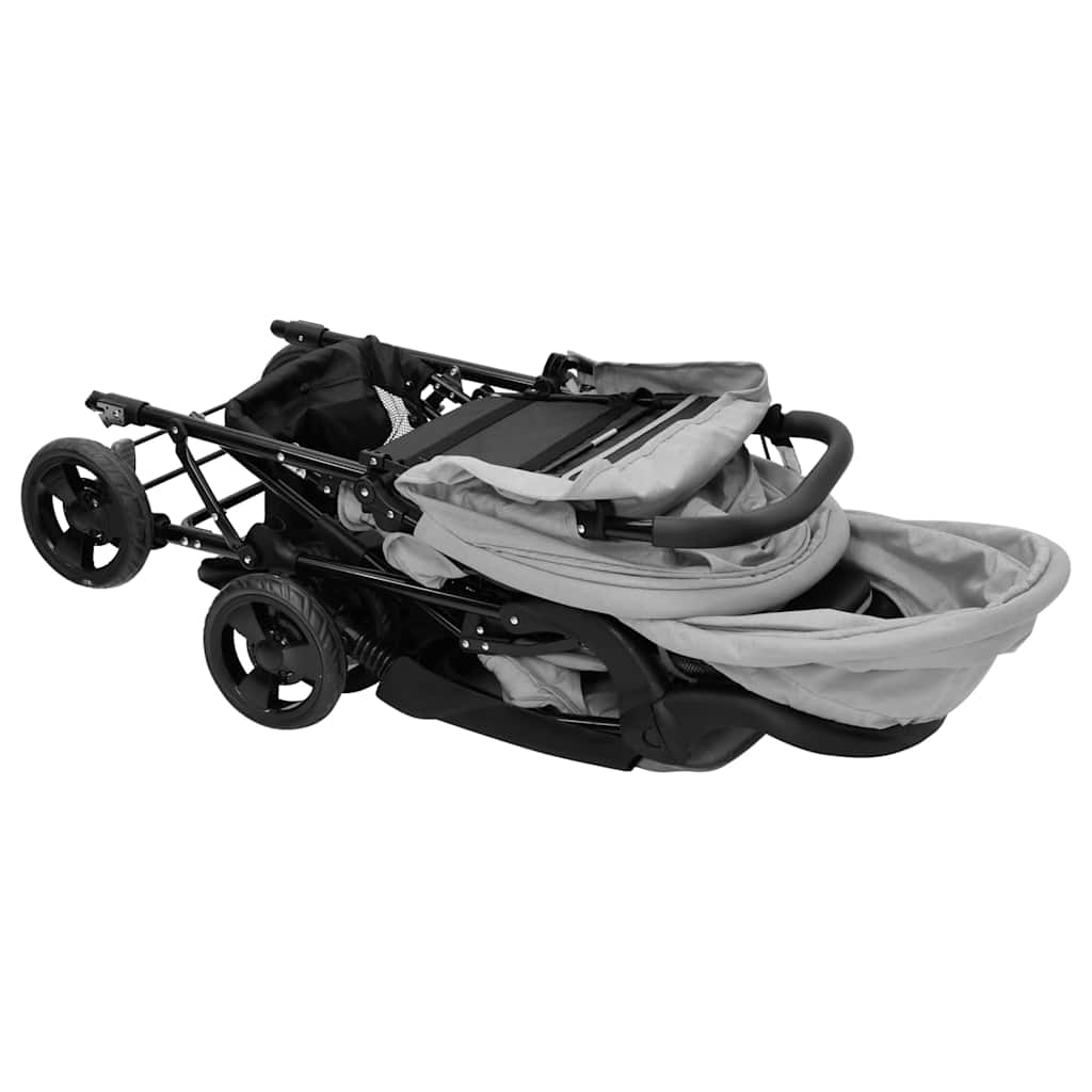 Passeggino Gemellare Tandem Compatto e Pieghevole – Chiusura Facile, Cappottine Parasole, Doppia Seduta Comfort