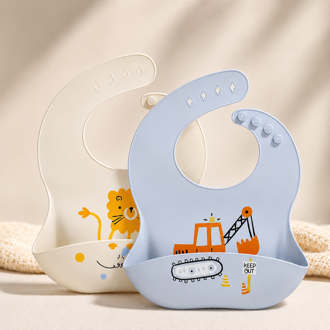 Bavaglino in Silicone Morbido e Impermeabile con Tasca Raccogli-Cibo