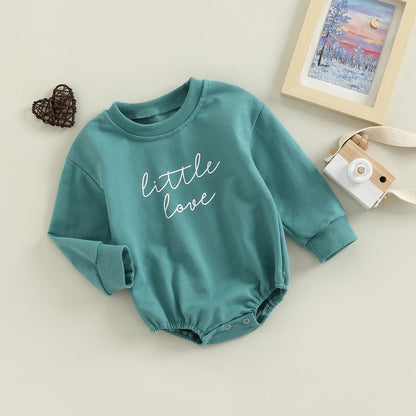 Body Felpato Neonato in Cotone "Little Love" a Maniche Lunghe | Unisex Autunno Primavera