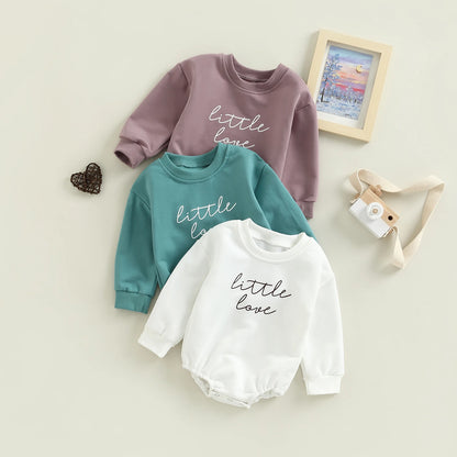 Body Felpato Neonato in Cotone "Little Love" a Maniche Lunghe | Unisex Autunno Primavera