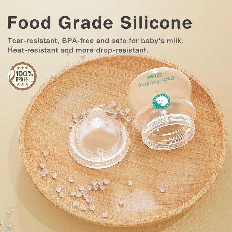 Biberon in Vetro per Neonati con Sistema Anti-Colica e Tettarella in Silicone – 90/160 ml