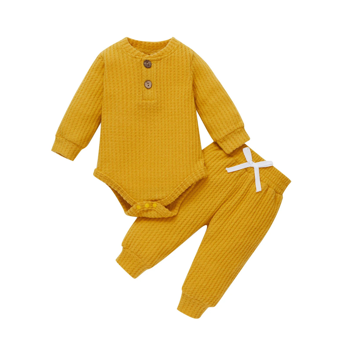 Set Neonato 2 Pezzi in Cotone a Costine con Maglia a Maniche Lunghe e Pantaloni Elastici Primavera/Autunno