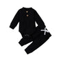 Set Neonato 2 Pezzi in Cotone a Costine con Maglia a Maniche Lunghe e Pantaloni Elastici Primavera/Autunno